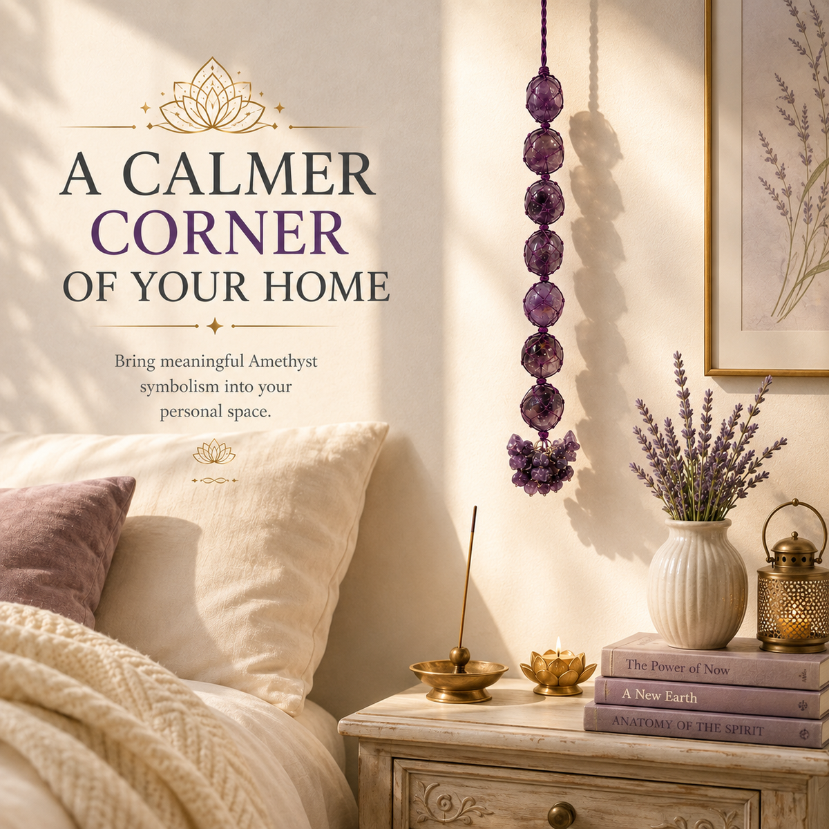Amethyst Tumble Stone Hanging – Natural Crystal Home Décor