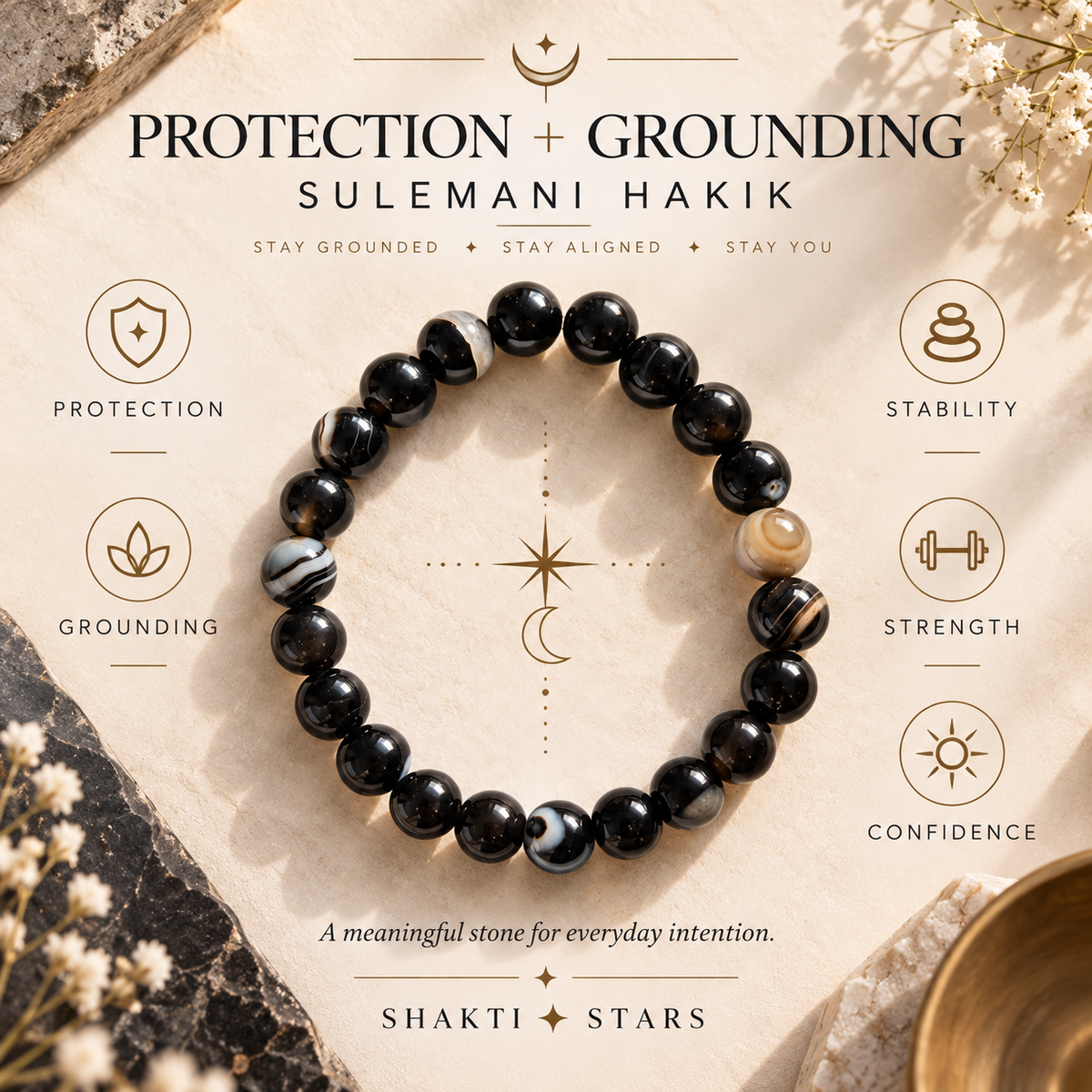 Natural Sulemani Hakik Bracelet – Protection, Grounding & Spiritual Strength