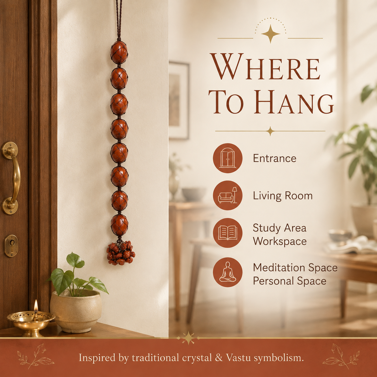 Red Jasper Tumble Stone Hanging – Natural Crystal Home Décor