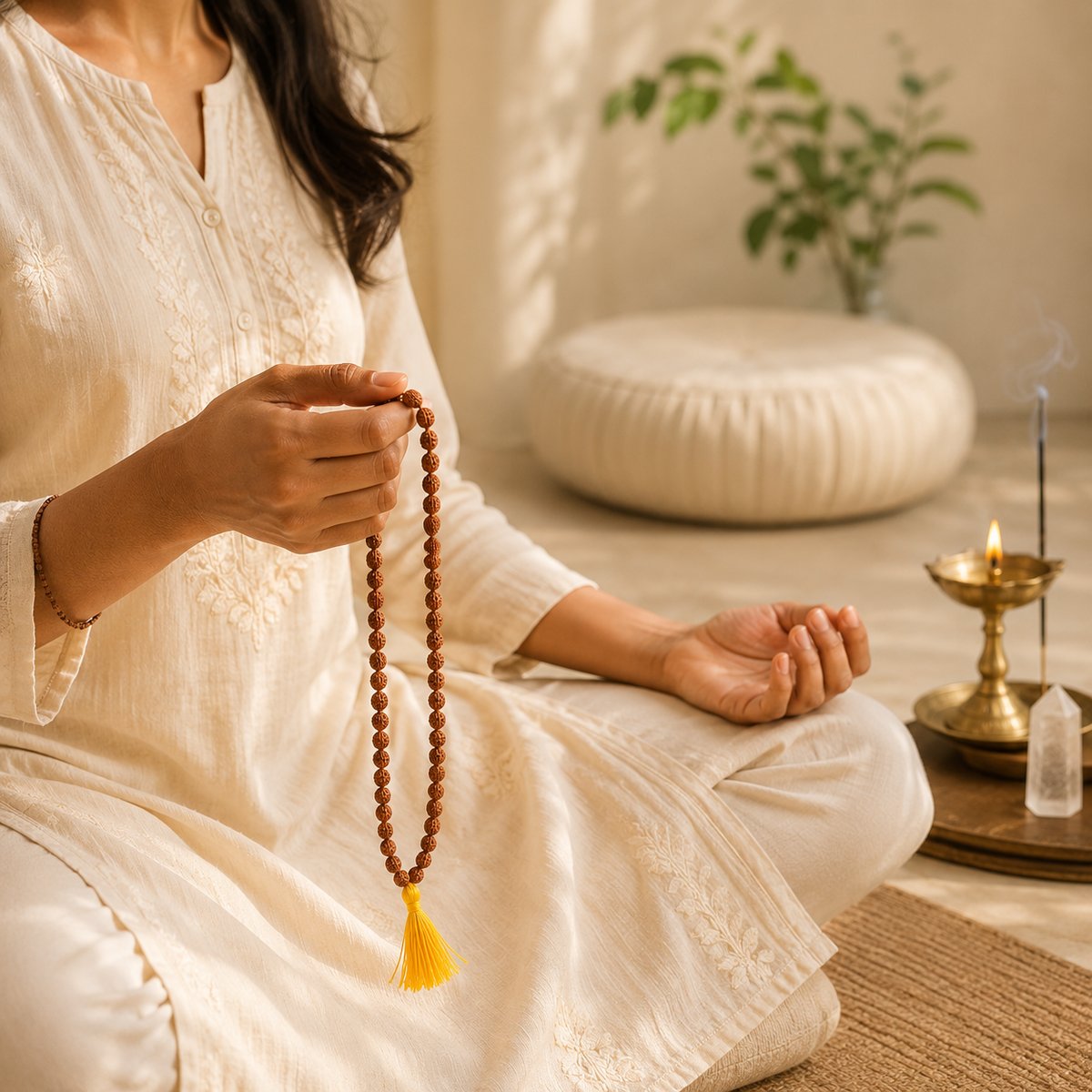 Natural Rudraksha Ganthi Mala 6mm | Traditional Japa & Meditation Mala