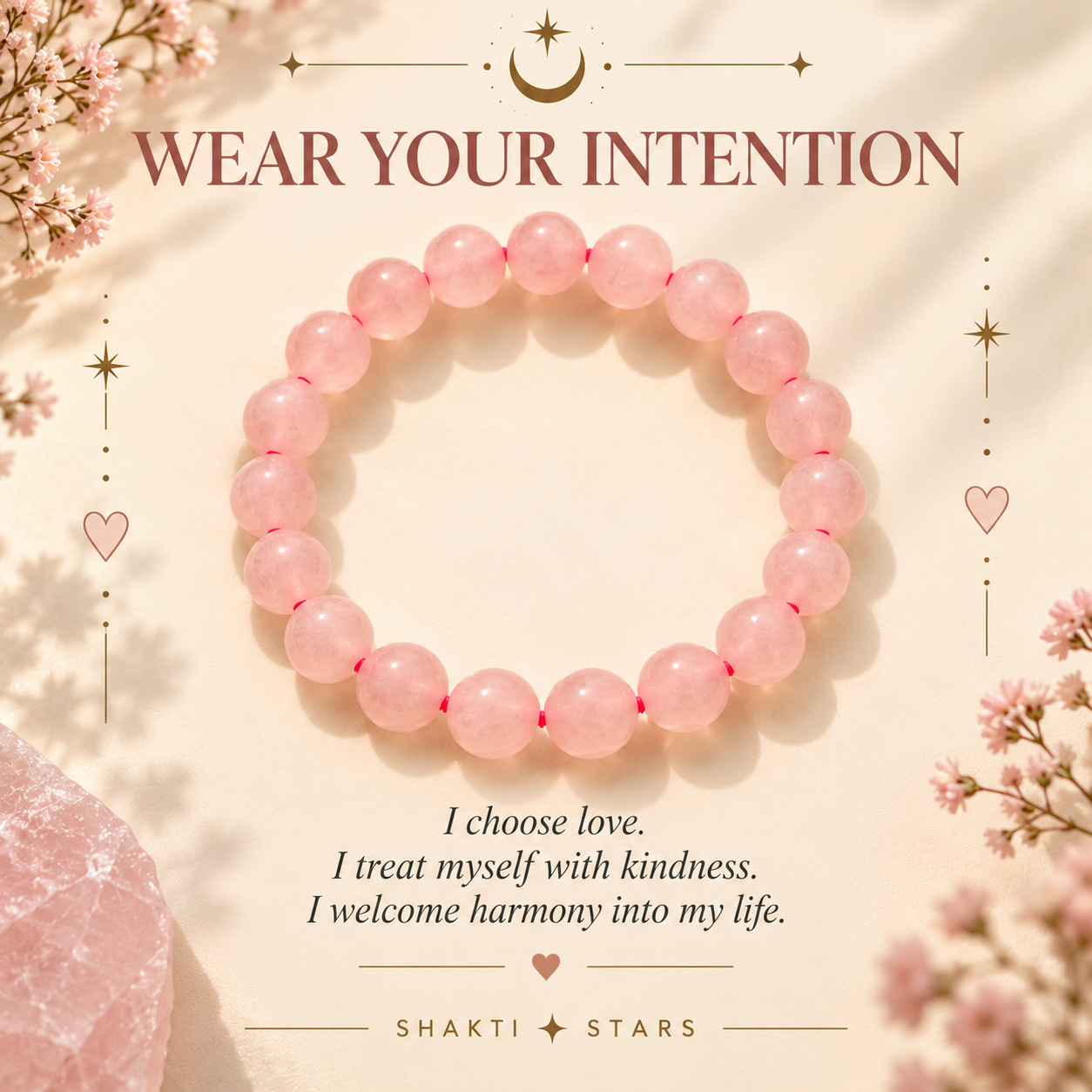 Natural Rose Quartz Bracelet – Love, Compassion & Heart Healing