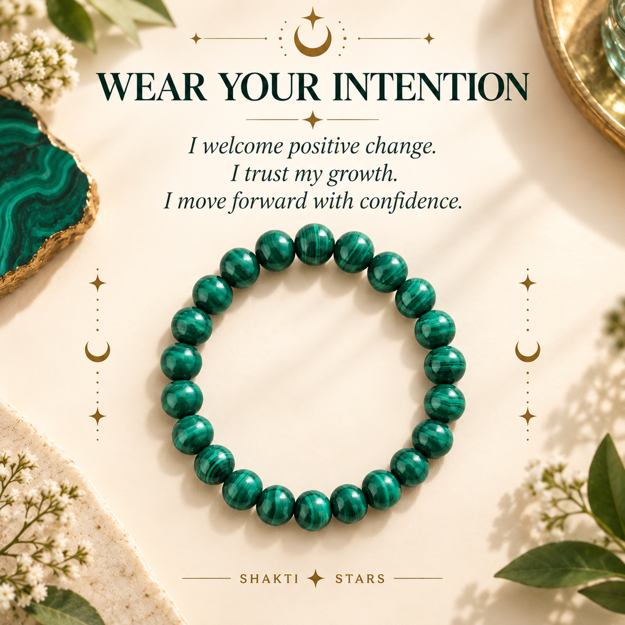 Natural Malachite Bracelet – Transformation, Protection & Heart Healing