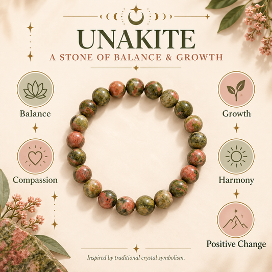 Natural Unakite Bracelet – Balance, Growth & Emotional Healing