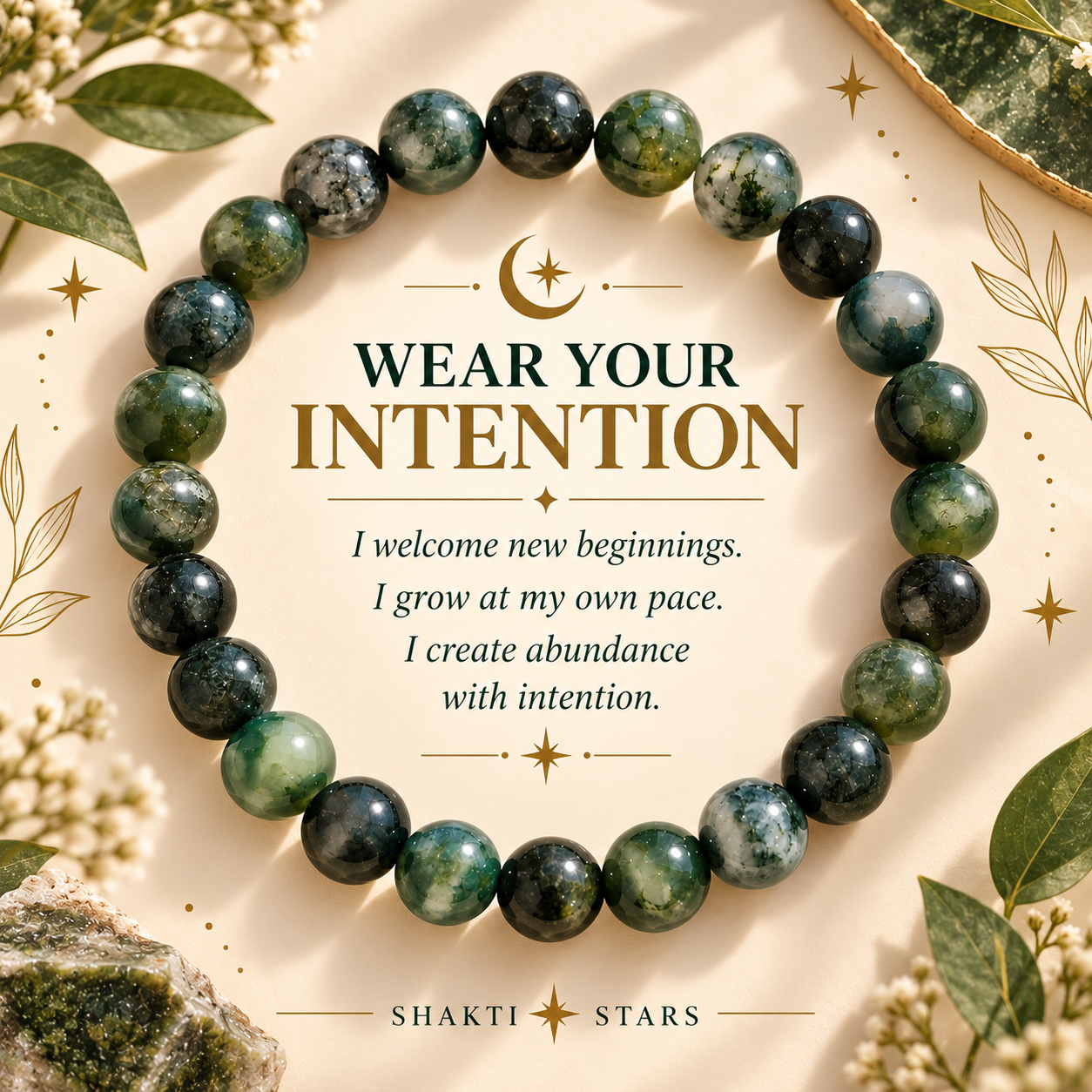 Natural Moss Agate Bracelet – Growth, Abundance & Nature's Calm