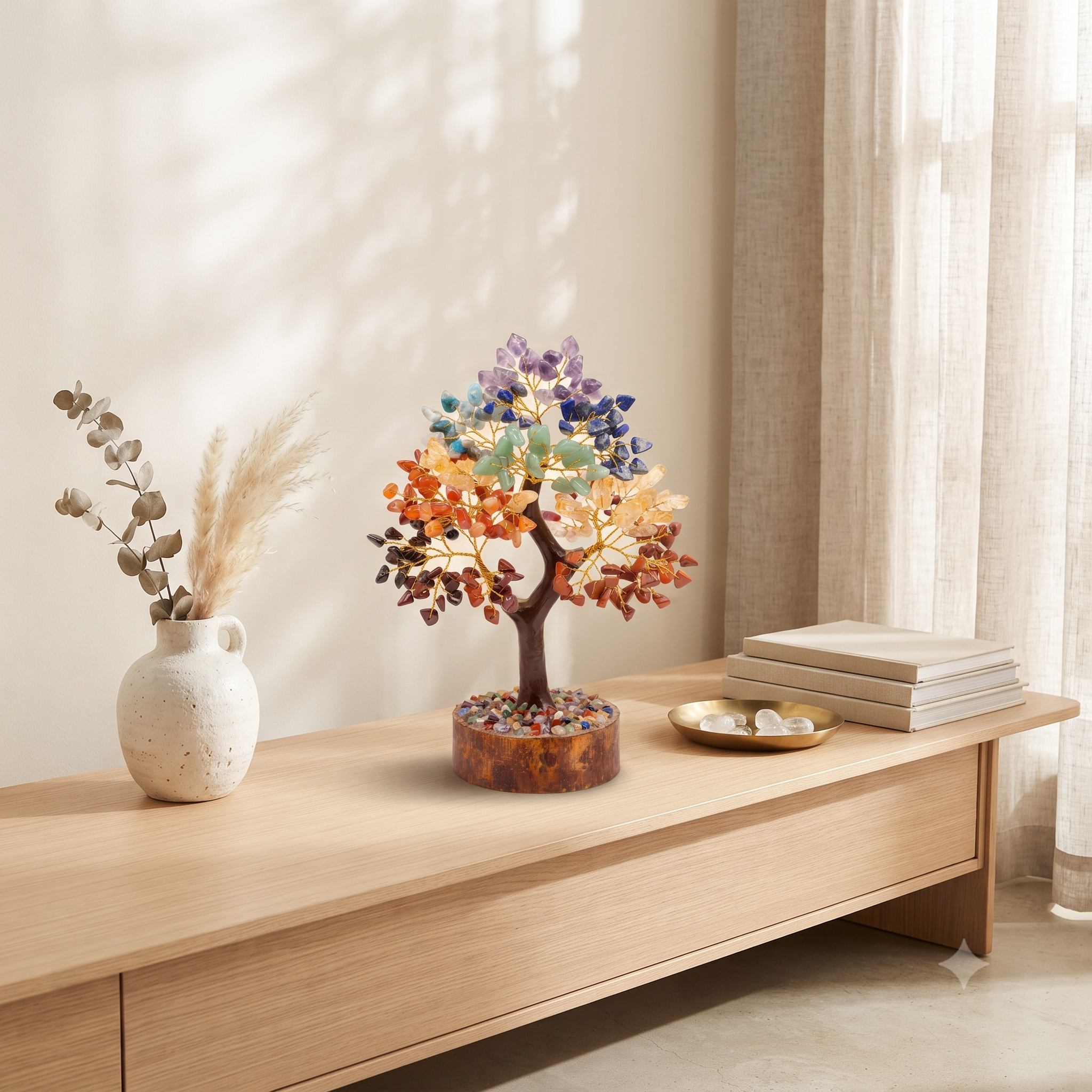 7 Chakra Crystal Tree – 500 Beads | Handcrafted Gemstone Tree for Positive Energy
