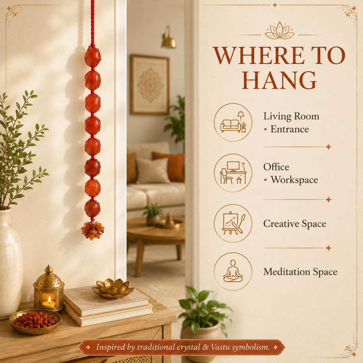 Carnelian Tumble Stone Hanging – Natural Crystal Home Décor