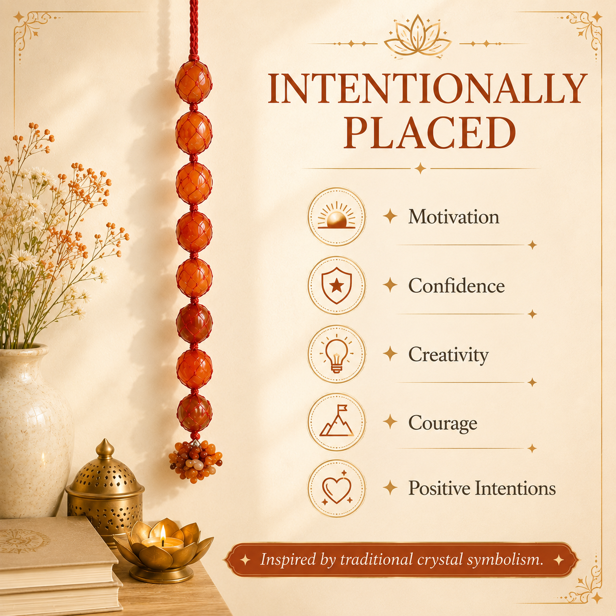 Carnelian Tumble Stone Hanging – Natural Crystal Home Décor