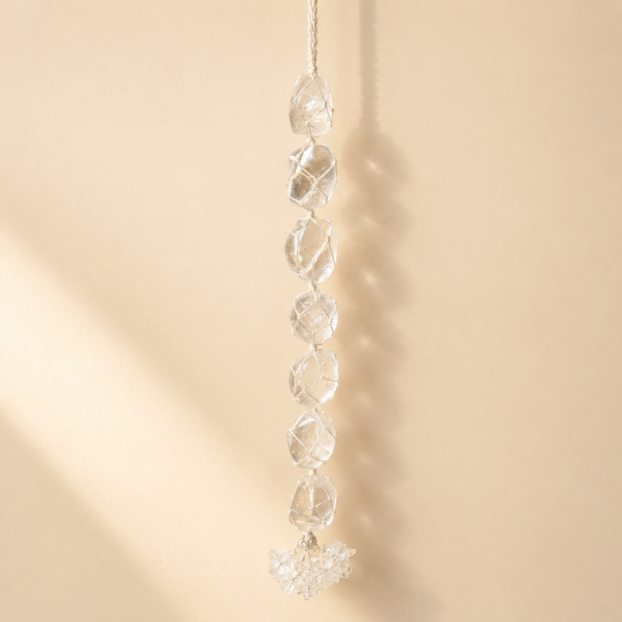 Clear Quartz Tumble Stone Hanging – Natural Crystal Home Décor
