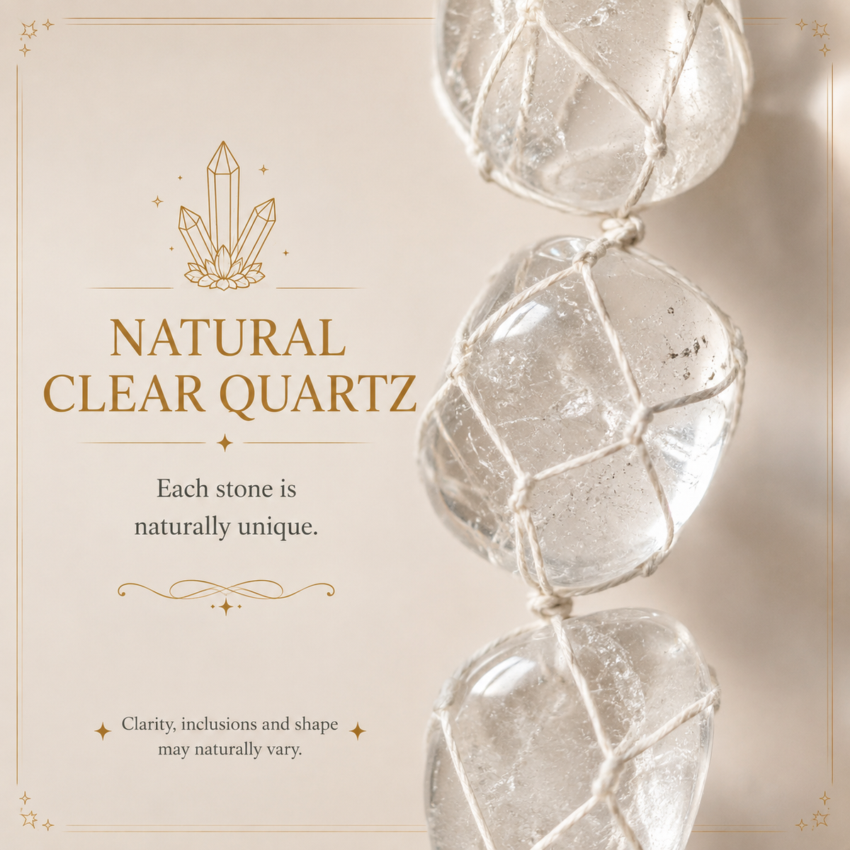 Clear Quartz Tumble Stone Hanging – Natural Crystal Home Décor