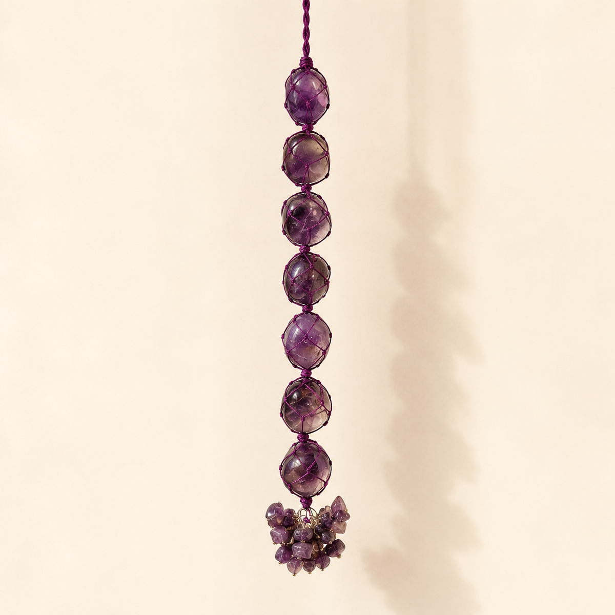 Amethyst Tumble Stone Hanging – Natural Crystal Home Décor
