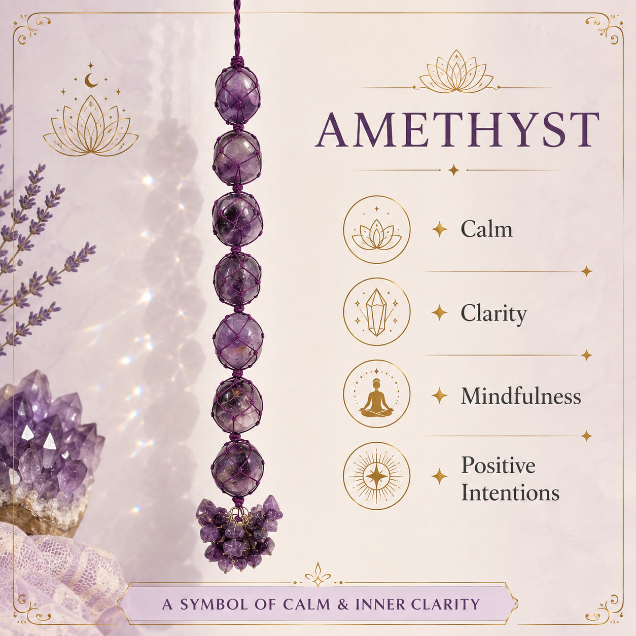 Amethyst Tumble Stone Hanging – Natural Crystal Home Décor