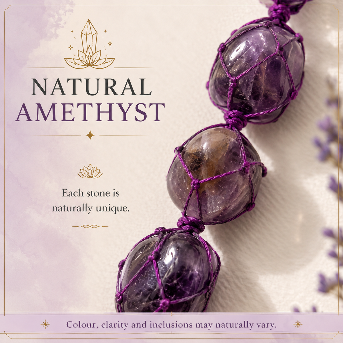 Amethyst Tumble Stone Hanging – Natural Crystal Home Décor