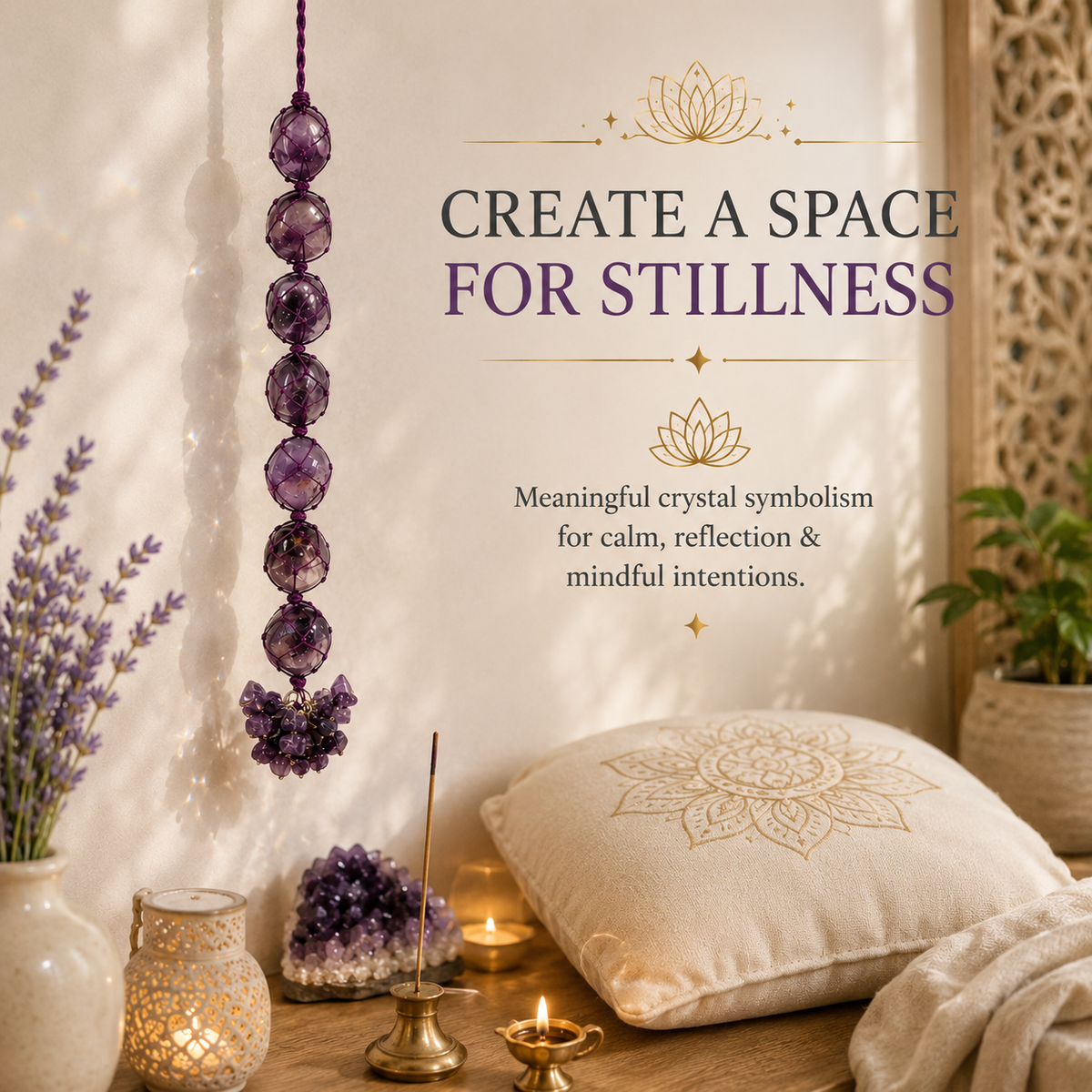 Amethyst Tumble Stone Hanging – Natural Crystal Home Décor