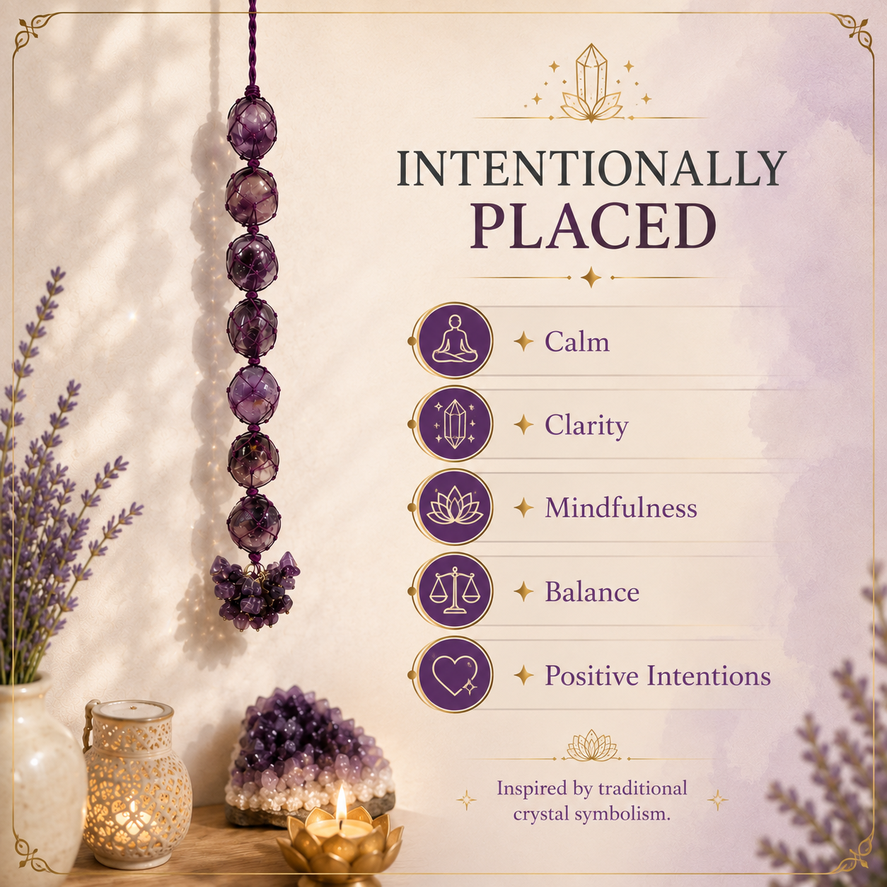 Amethyst Tumble Stone Hanging – Natural Crystal Home Décor