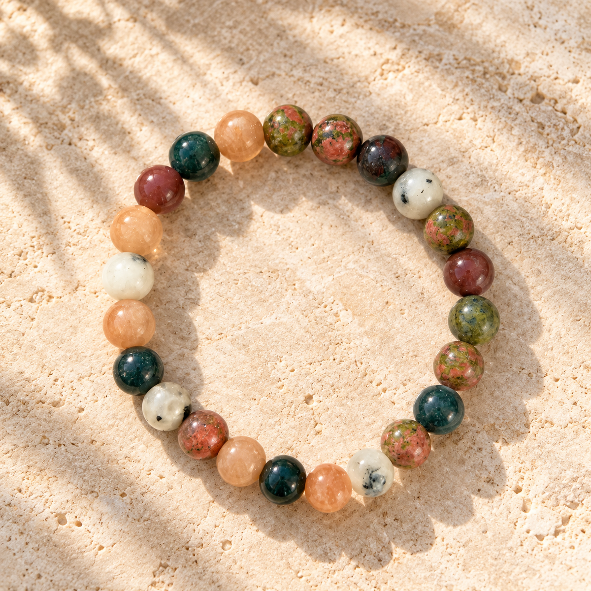 Fertility & Nurturing Crystal Bracelet | Sunstone, Unakite, Rainbow Moonstone & Bloodstone
