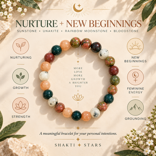 Fertility & Nurturing Crystal Bracelet | Sunstone, Unakite, Rainbow Moonstone & Bloodstone