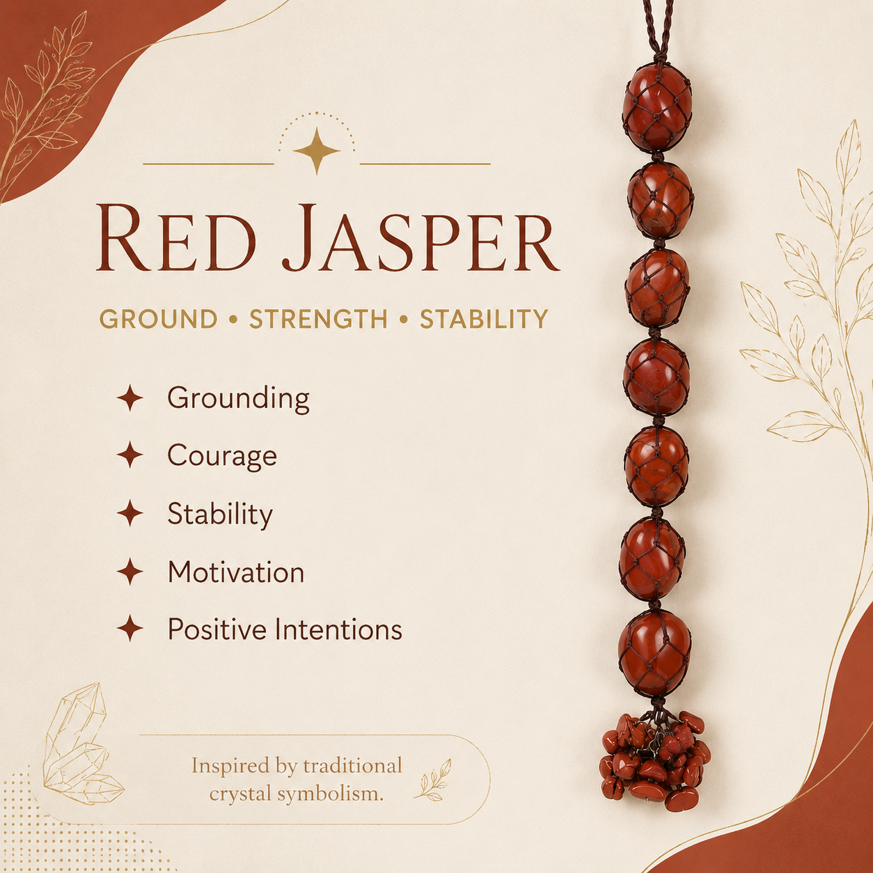Red Jasper Tumble Stone Hanging – Natural Crystal Home Décor