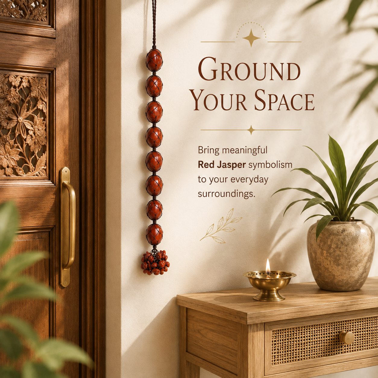 Red Jasper Tumble Stone Hanging – Natural Crystal Home Décor