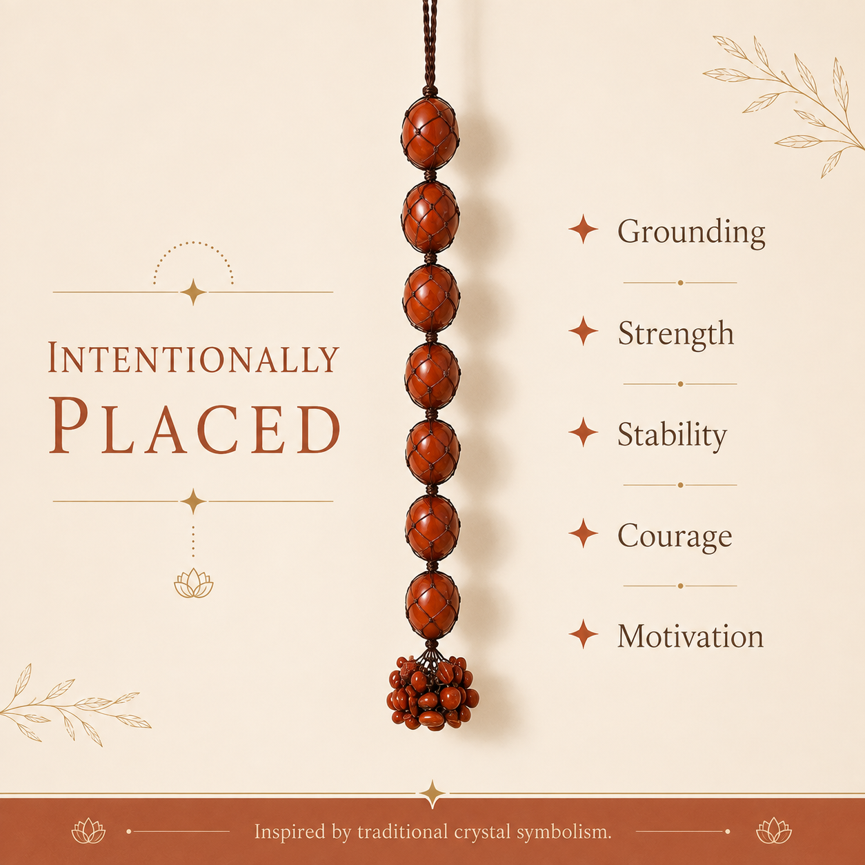 Red Jasper Tumble Stone Hanging – Natural Crystal Home Décor