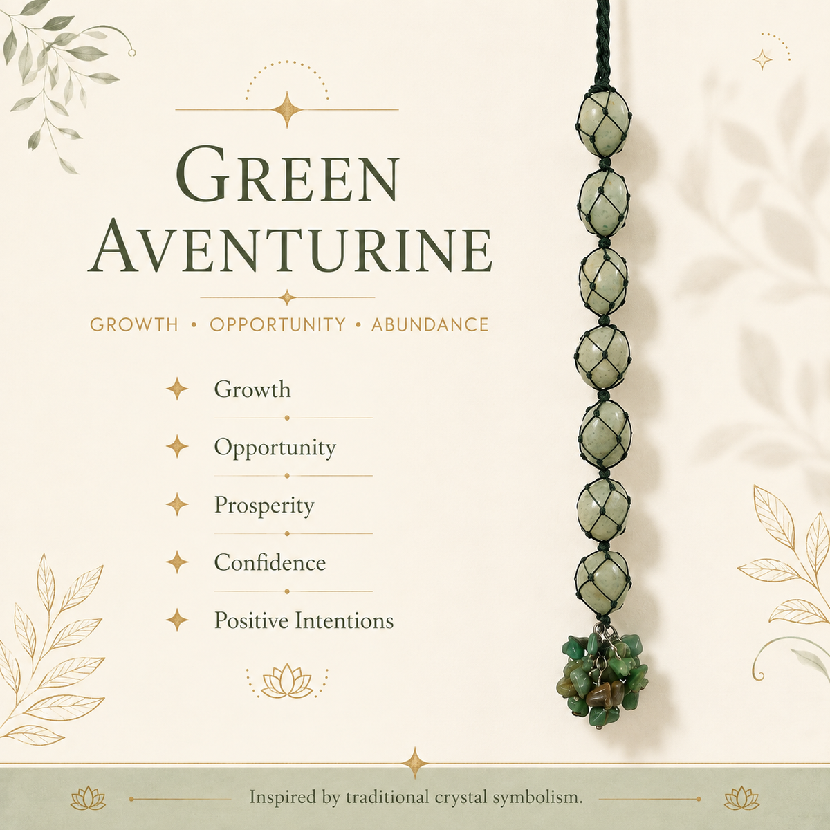 Green Aventurine Tumble Stone Hanging – Natural Crystal Home Décor