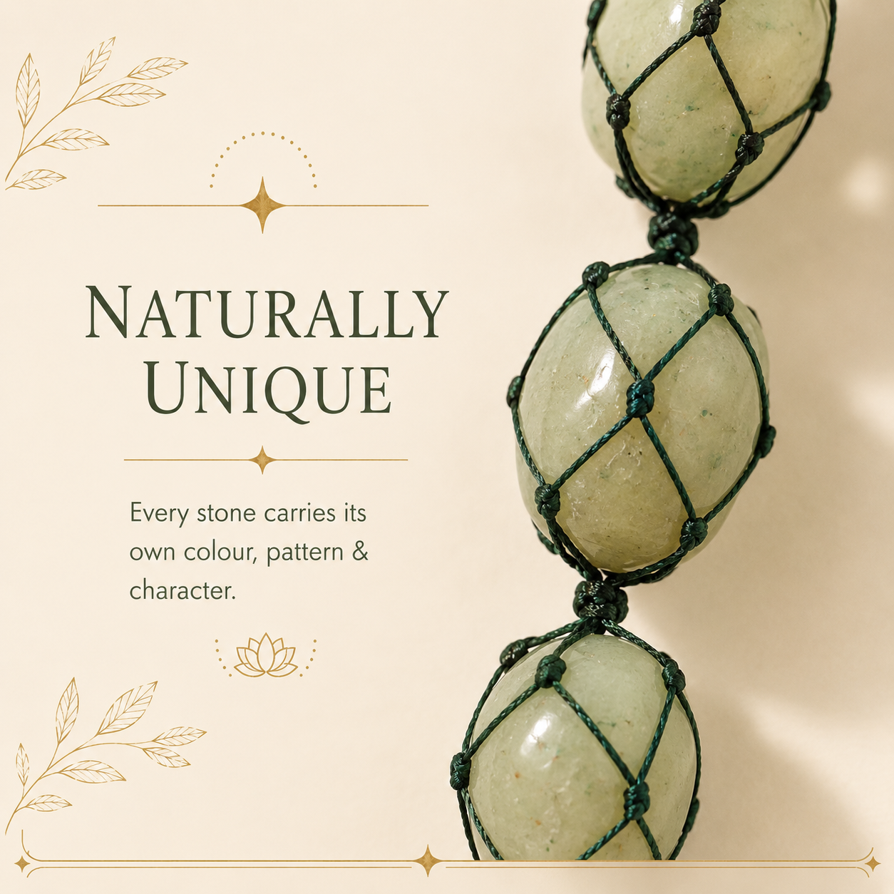 Green Aventurine Tumble Stone Hanging – Natural Crystal Home Décor