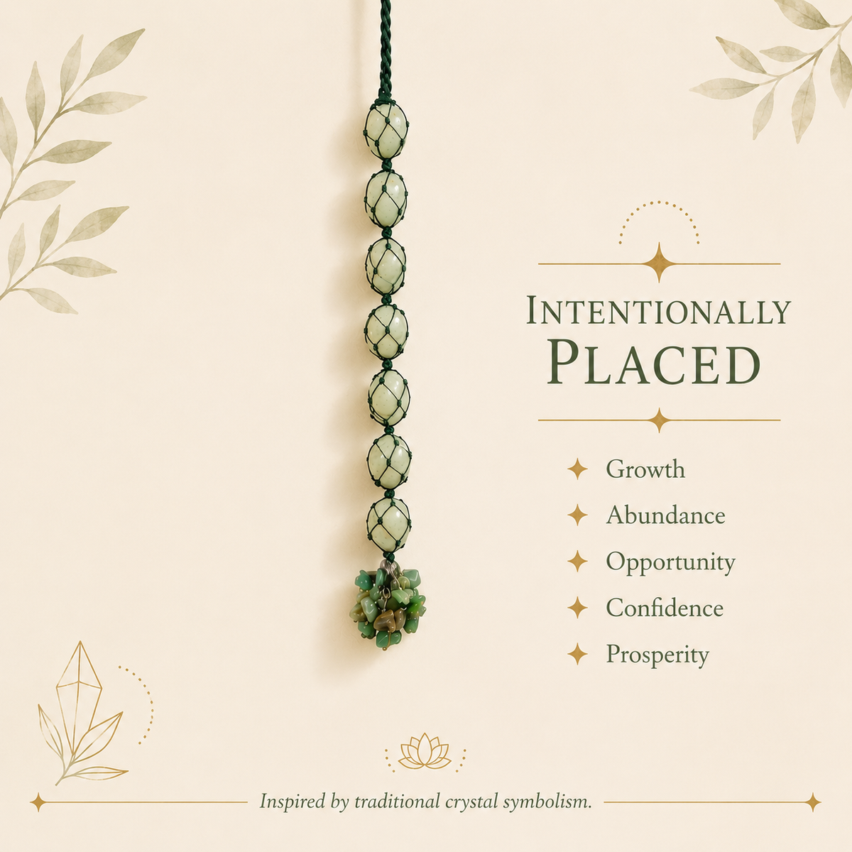 Green Aventurine Tumble Stone Hanging – Natural Crystal Home Décor