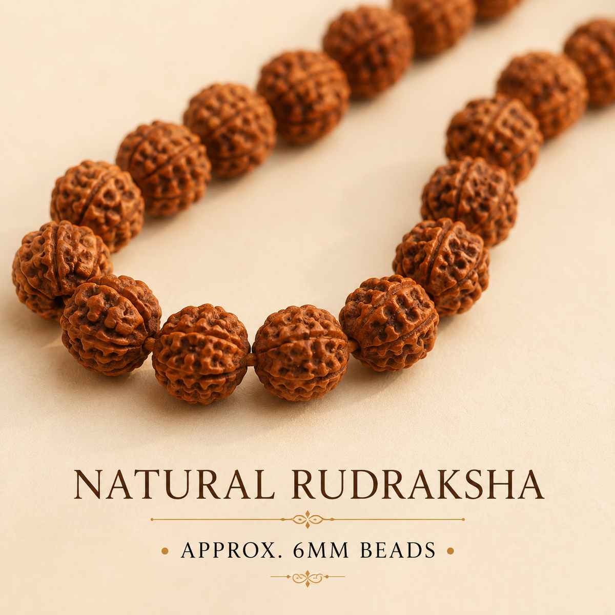 Natural Rudraksha Ganthi Mala 6mm | Traditional Japa & Meditation Mala