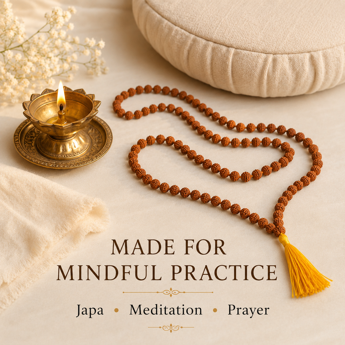 Natural Rudraksha Ganthi Mala 6mm | Traditional Japa & Meditation Mala