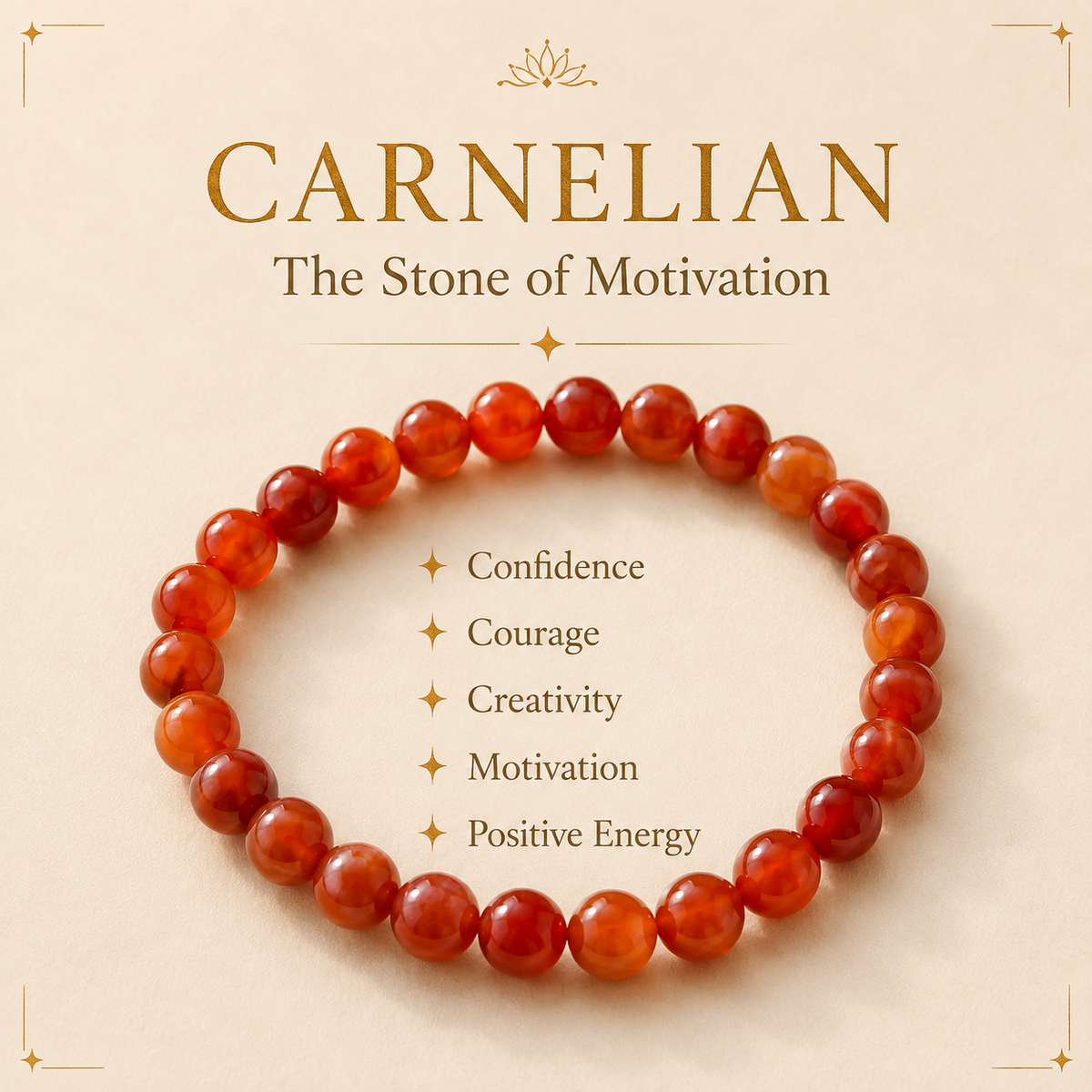 Carnelian Crystal Bracelet | Confidence, Creativity & Positive Energy
