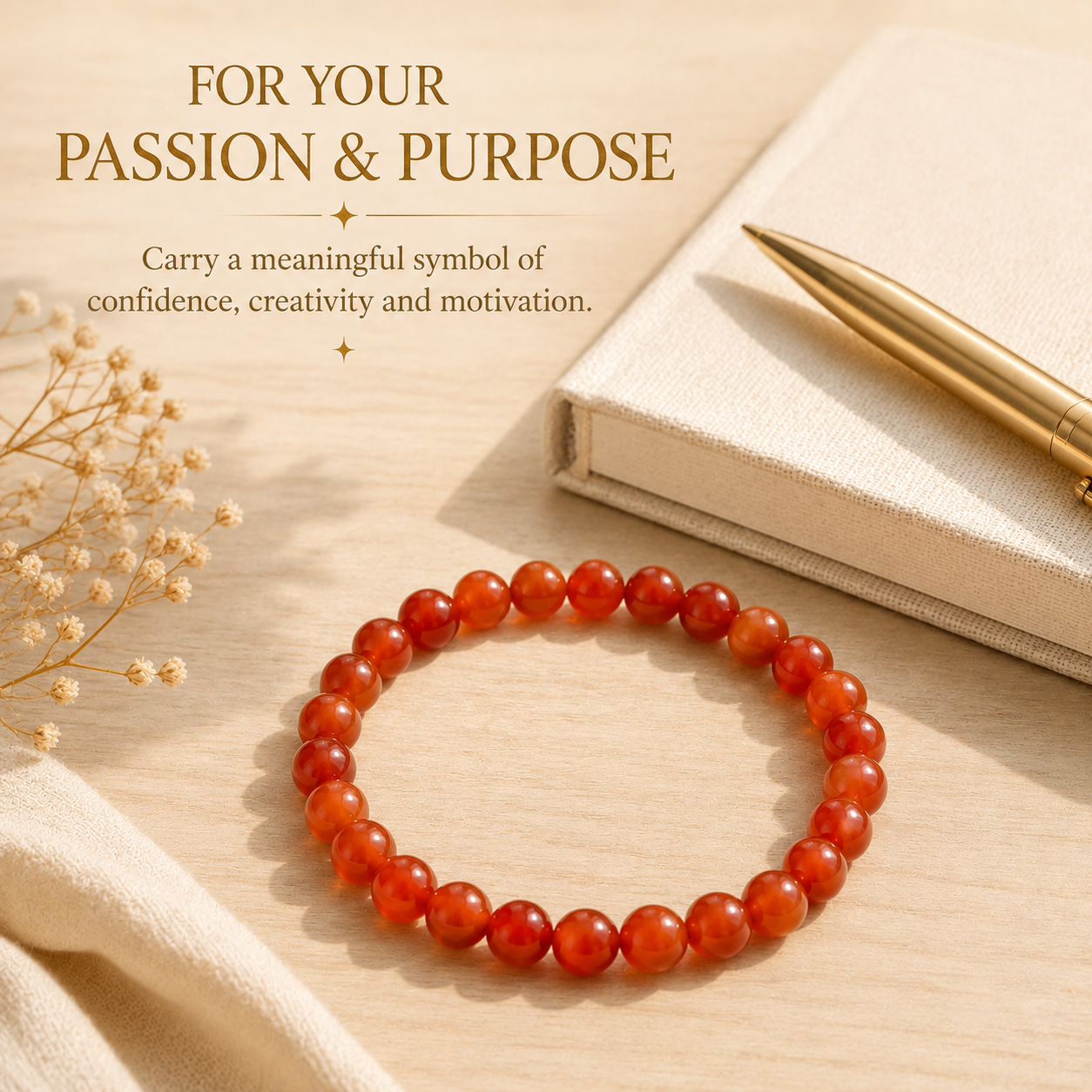 Carnelian Crystal Bracelet | Confidence, Creativity & Positive Energy