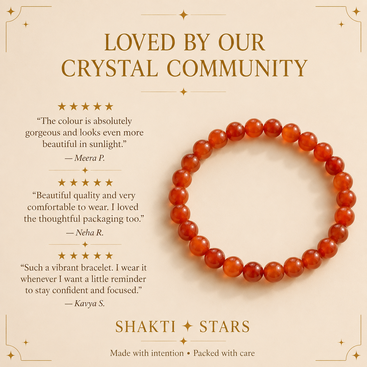 Carnelian Crystal Bracelet | Confidence, Creativity & Positive Energy