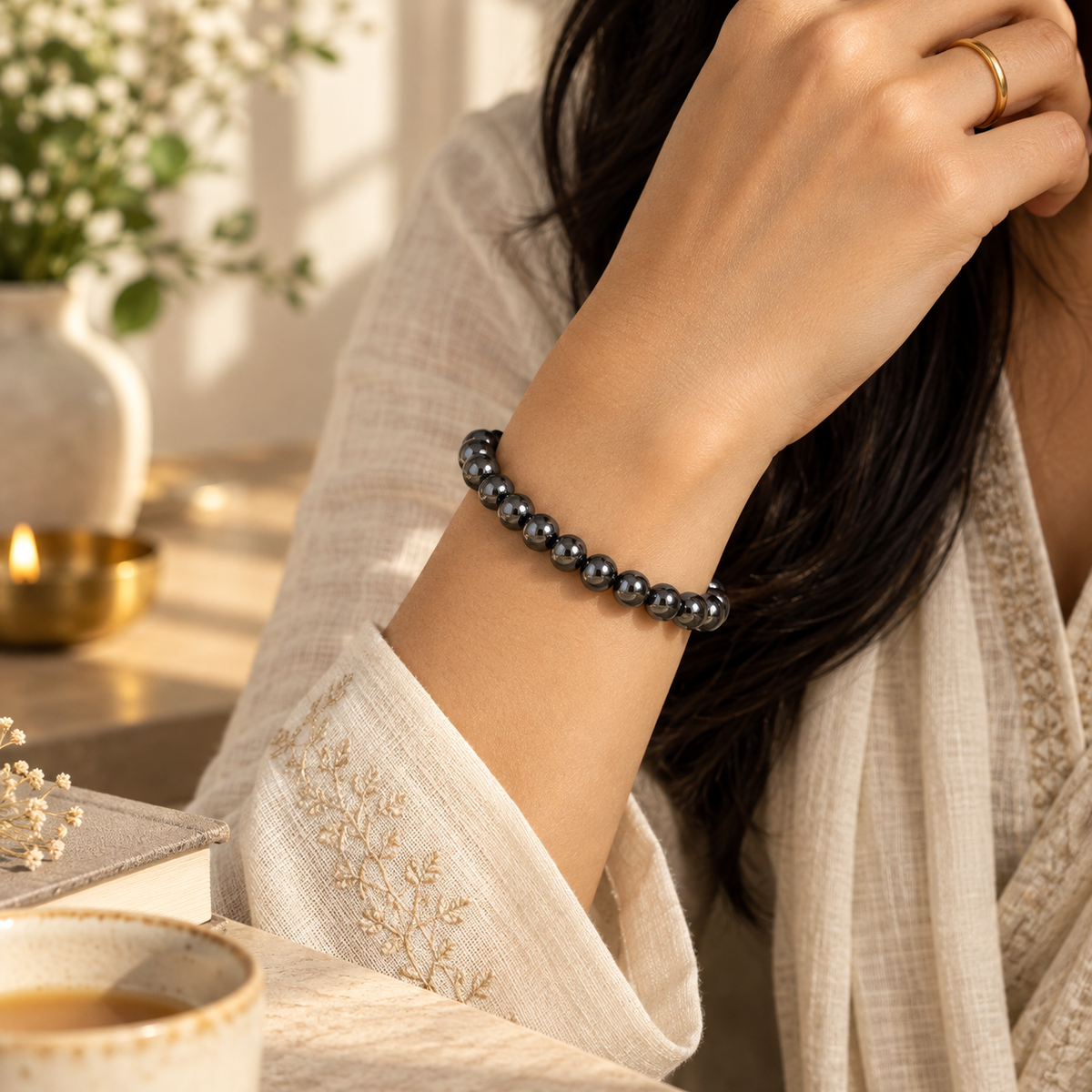 Natural Hematite Bracelet – Grounding, Strength & Focus