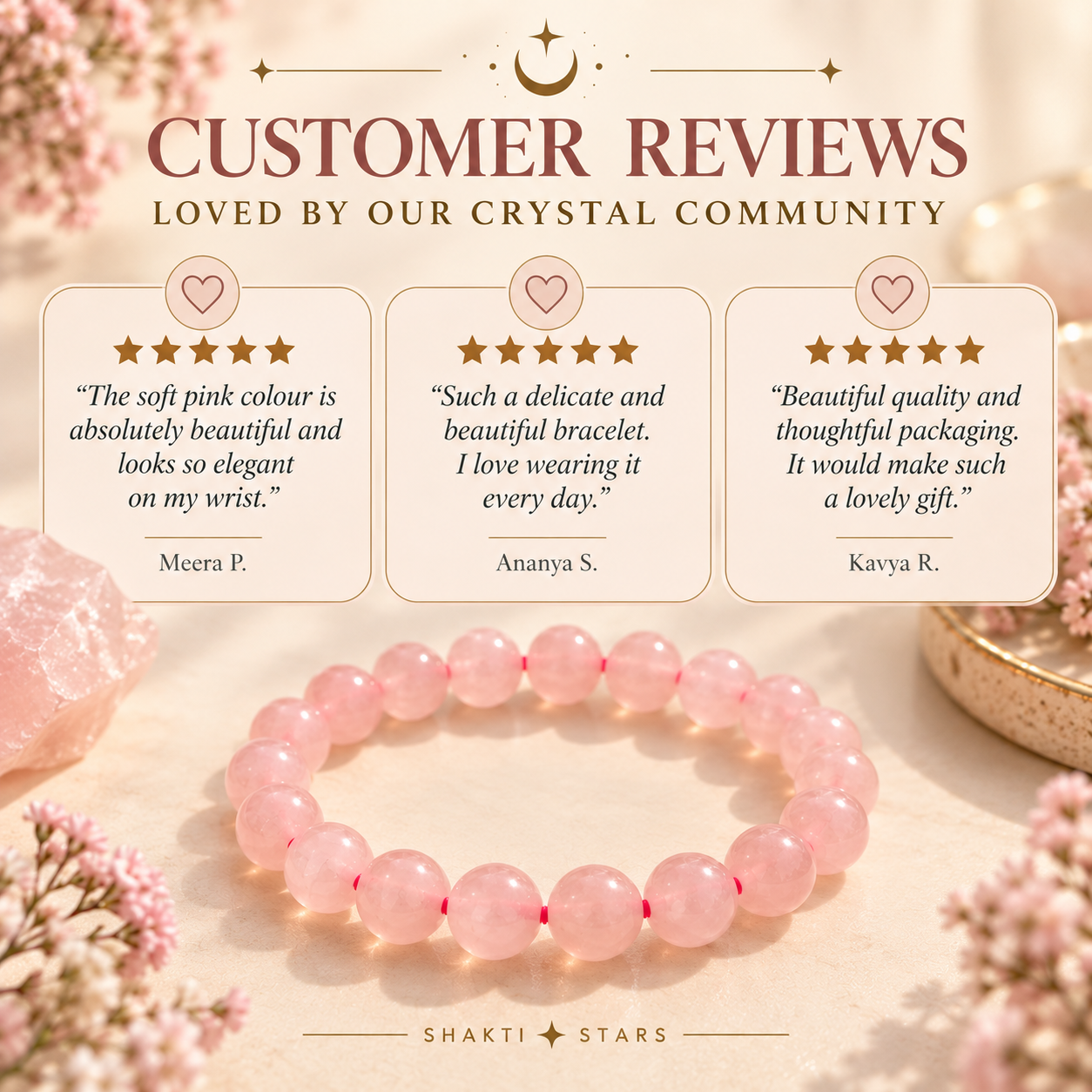 Natural Rose Quartz Bracelet – Love, Compassion & Heart Healing