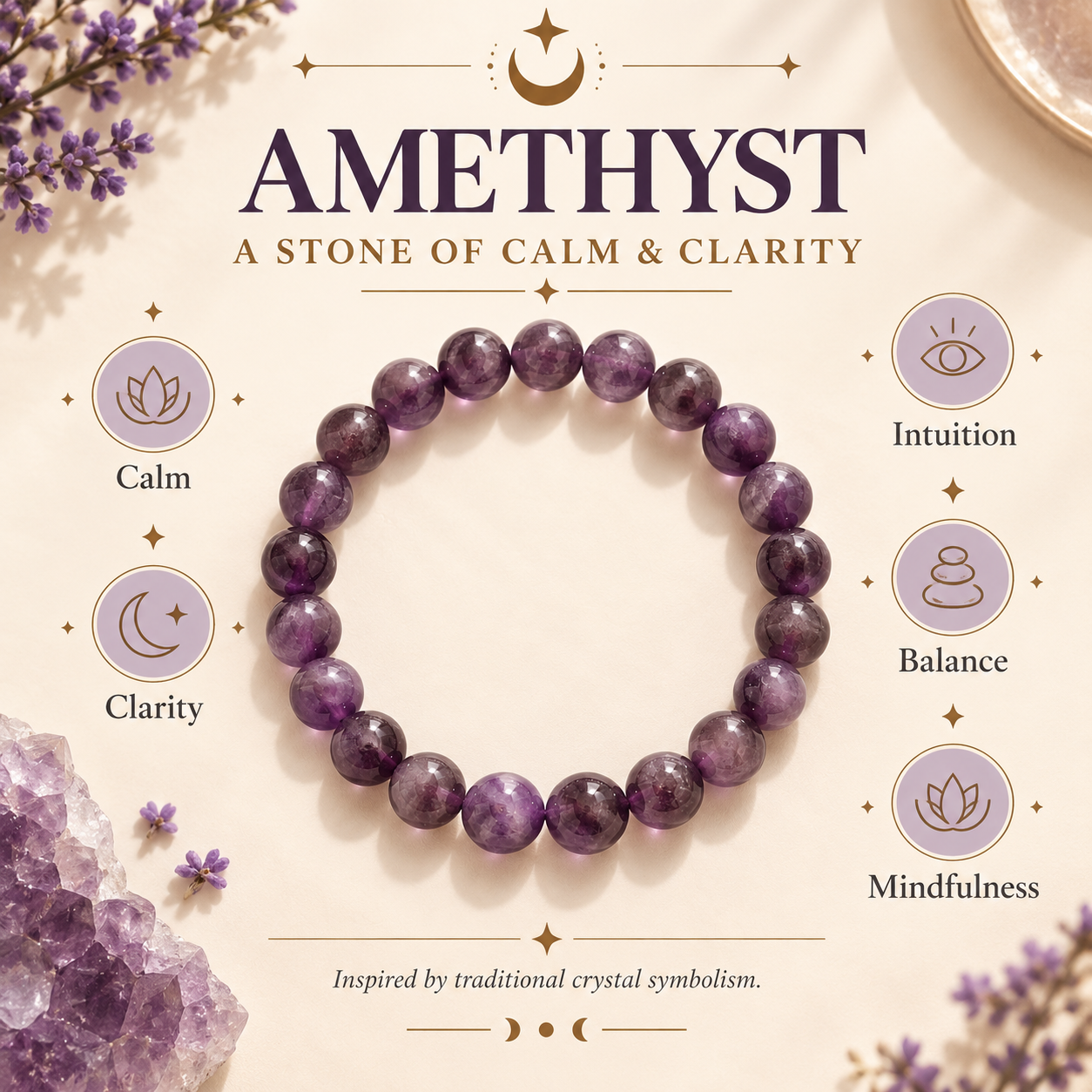 Natural Amethyst Bracelet – Calm, Clarity & Spiritual Protection