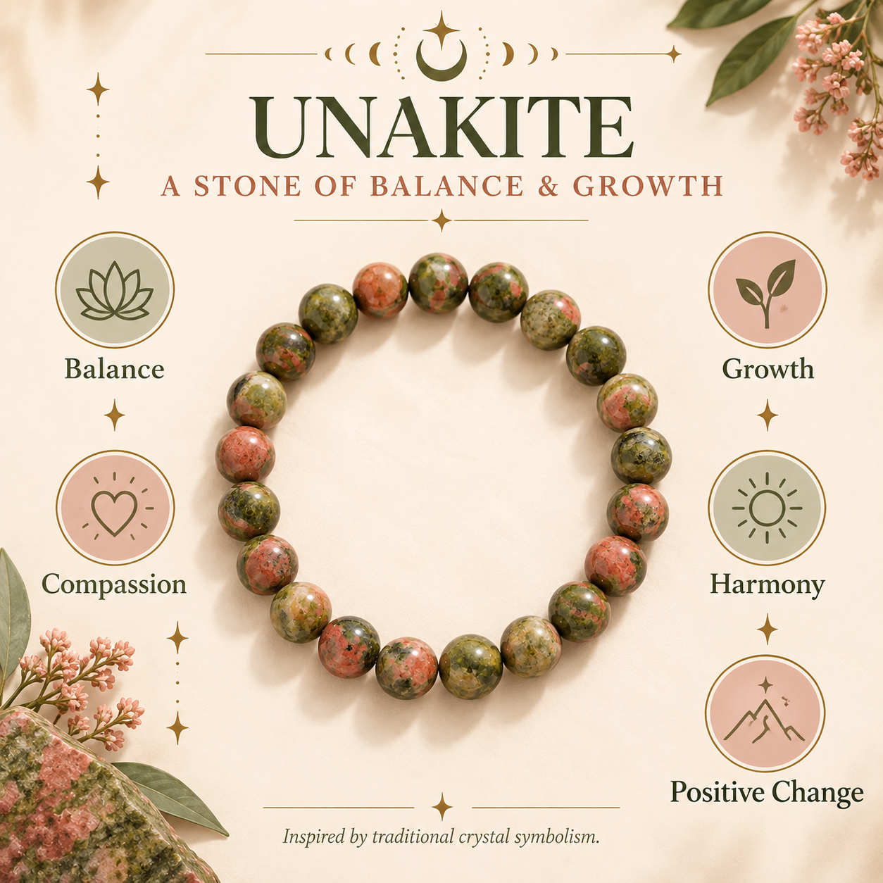Natural Unakite Bracelet – Balance, Growth & Emotional Healing