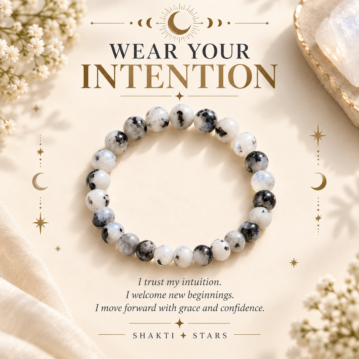 Natural Rainbow Moonstone Bracelet – Intuition, New Beginnings & Inner Glow