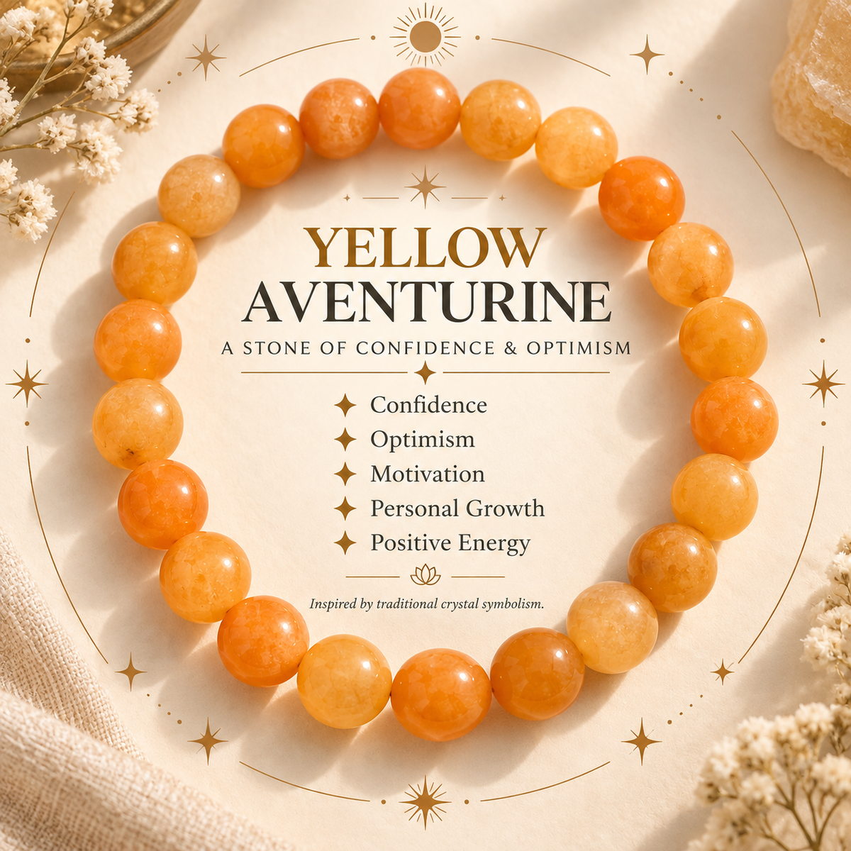 Natural Yellow Aventurine Bracelet – Optimism, Willpower & Abundance