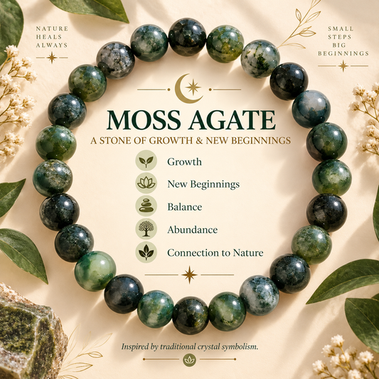 Natural Moss Agate Bracelet – Growth, Abundance & Nature's Calm