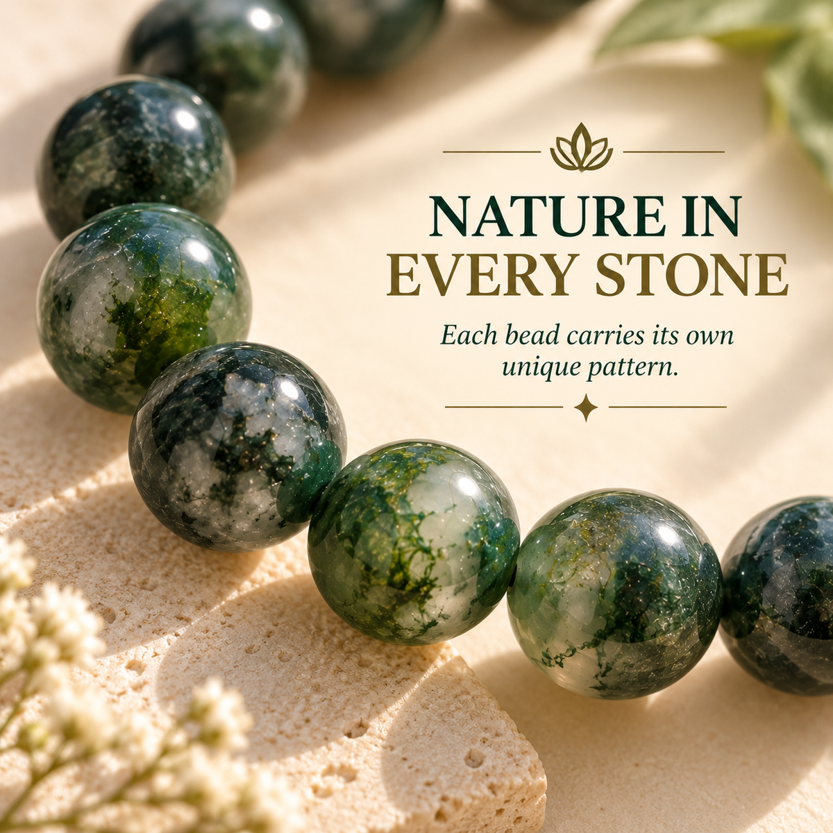 Natural Moss Agate Bracelet – Growth, Abundance & Nature's Calm