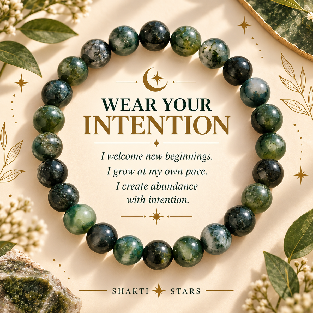 Natural Moss Agate Bracelet – Growth, Abundance & Nature's Calm