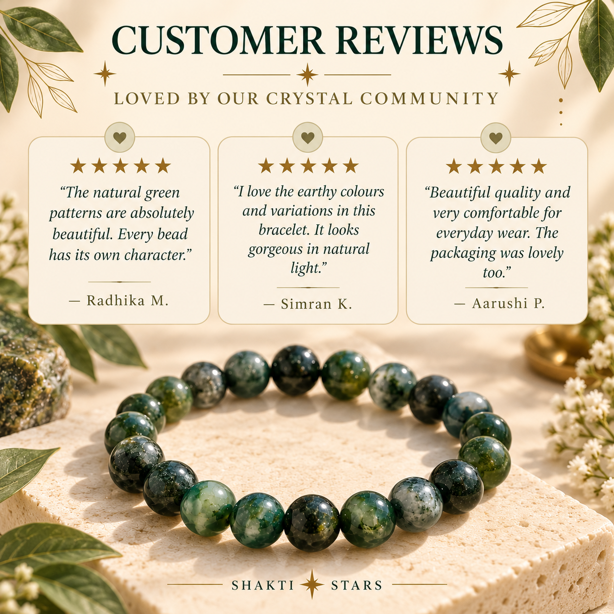 Natural Moss Agate Bracelet – Growth, Abundance & Nature's Calm