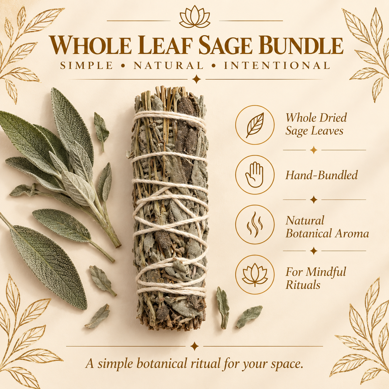 Whole-Leaf Sage Bundle – Purification, Clarity & Sacred Space