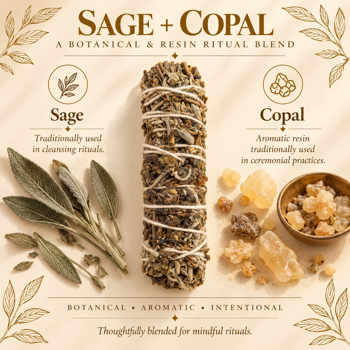 Sage + Copal Ritual Bundle – Natural Botanical Cleansing & Meditation Sage