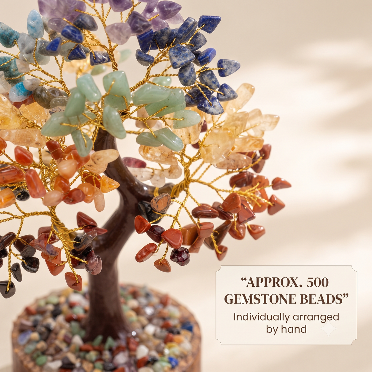 7 Chakra Crystal Tree – 500 Beads | Handcrafted Gemstone Tree for Positive Energy